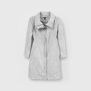 EILEEN FISHER Crinkled Organic Cotton Blend Trench Coat